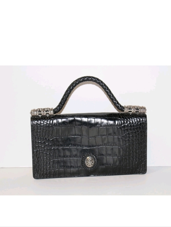 Brighton Handbags - Brighton Black Croc-Embossed Top Handle Clutch- EUC